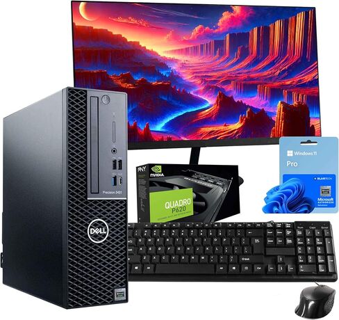 Dell Precision Workstation PC | Quadro P620 GPU - Editing & Design | Windows 11 Pro | Intel i5-9500 | 16GB RAM 1TB SSD | New 24" LCD | Home or Office Computer | WiFi 6 AX200 + BT (Renewed) in Kuwait