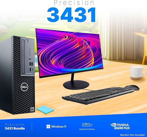 Dell Precision Workstation PC | Quadro P620 GPU - Editing & Design | Windows 11 Pro | Intel i5-9500 | 16GB RAM 1TB SSD | New 24" LCD | Home or Office Computer | WiFi 6 AX200 + BT (Renewed) in Kuwait