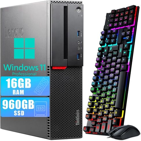 Lenovo ThinkCentre M700 SFF Desktop Computer, 6th Gen Dual Core 6100, up to 3.7 GHz, 16GB DDR4 RAM 1TB SSD, DisplayPort, VGA, Keyboard and Mouse, WiFi, BT, Windows 11 Pro (Renewed) in Saudi Arabia