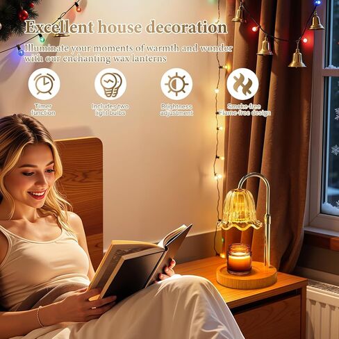 WarmEmbrace Candle Warmer Lamp with Timer Dimmable Light & Adjustable Height, Birthday Gifts for Women Mom Girl,House Warming Gift New Home Decor,Wax Melt Warmer for Jar Candles with 2 Bulbs/Gold in Saudi Arabia