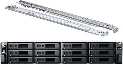 خادم Synology RackStation RS2421+ NAS مع وحدة المعالجة المركزية Ryzen 2.2 جيجا هرتز، وذاكرة 32 جيجا بايت، وتخزين محرك أقراص ثابتة سعة 24 تيرابايت، و4 منافذ LAN بسرعة 1 جيجابت، وحزمة نظام تشغيل DSM مع مجموعة السكك الحديدية in Kuwait