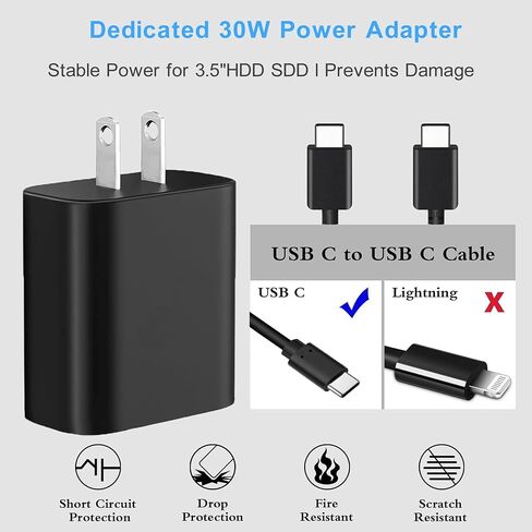 محول USB 3.0 إلى SATA، محول محرك الأقراص الصلبة USB A & Type C 2.5/3.5 بوصة مع مصدر طاقة 30 وات، نقل عالي السرعة UASP 5 جيجابت في الثانية، التوصيل والتشغيل لنظام التشغيل Windows/Mac/Linux (كابل 3.2 قدم) in Kuwait