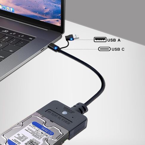 محول USB 3.0 إلى SATA، محول محرك الأقراص الصلبة USB A & Type C 2.5/3.5 بوصة مع مصدر طاقة 30 وات، نقل عالي السرعة UASP 5 جيجابت في الثانية، التوصيل والتشغيل لنظام التشغيل Windows/Mac/Linux (كابل 3.2 قدم) in Kuwait