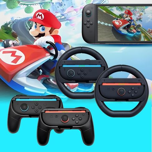 Switch 2 Accessories Bundle for Nintendo, 18 in 1 Game Kit: Travel Carry Case Screen Protector with Alignment Frame Steering Wheels for Mario Kart Grips for Joycon Controller Console Protective Cover in Saudi Arabia