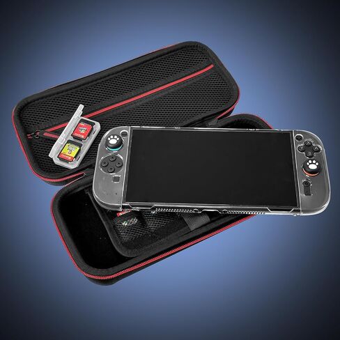Switch 2 Accessories Bundle for Nintendo, 18 in 1 Game Kit: Travel Carry Case Screen Protector with Alignment Frame Steering Wheels for Mario Kart Grips for Joycon Controller Console Protective Cover in Saudi Arabia