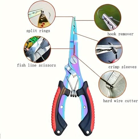 Saltwater Fishing Pliers, Split Ring Pliers with Safety Lock, with Sheath and Lanyard Green in Saudi Arabia