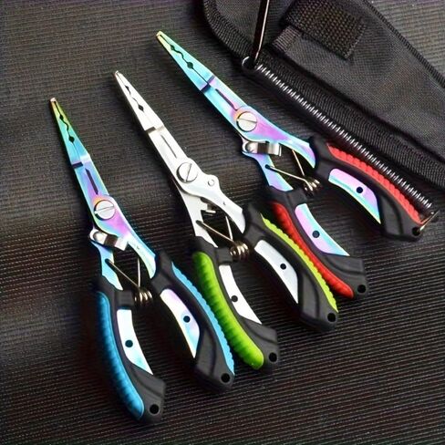 Saltwater Fishing Pliers, Split Ring Pliers with Safety Lock, with Sheath and Lanyard Green in Saudi Arabia