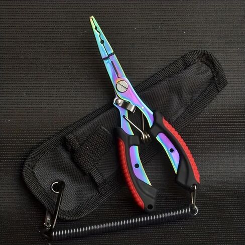 Saltwater Fishing Pliers, Split Ring Pliers with Safety Lock, with Sheath and Lanyard Green in Saudi Arabia