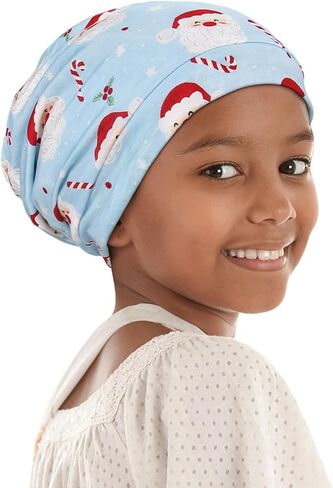 Kids Beanie Sleep Hats Bonnet for Night Sleeping Skull Cap to Keep Hair Smooth Adjustable Black in Saudi Arabia
