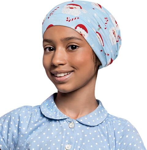Kids Beanie Sleep Hats Bonnet for Night Sleeping Skull Cap to Keep Hair Smooth Adjustable Black in Saudi Arabia