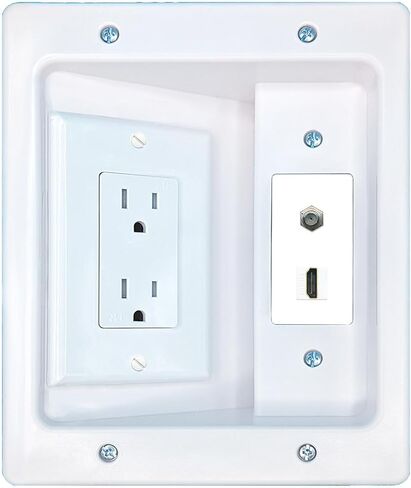 RiteAV Coax HDMI Recessed Wall Plate Cable Concealer Management Kit with Power Outlet Hides Cords and Cables in Saudi Arabia