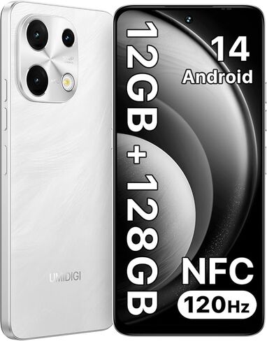 UMIDIGI Note 100 Phone, NFC Dual SIM Unlocked Phone,12(6+6) GB+128GB Expand 1TB Android 14 Phones,6.8''HD+120Hz Display,50MP Camera, 5000mAh+20W Fast Charge Cell Phones,Face ID+Fingerprint,GPS in Saudi Arabia