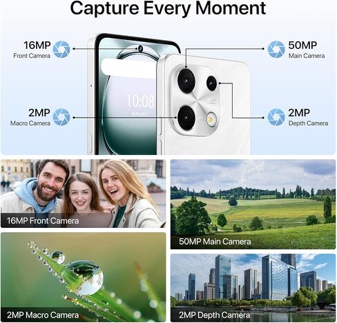 UMIDIGI Note 100 Phone, NFC Dual SIM Unlocked Phone,12(6+6) GB+128GB Expand 1TB Android 14 Phones,6.8''HD+120Hz Display,50MP Camera, 5000mAh+20W Fast Charge Cell Phones,Face ID+Fingerprint,GPS in Saudi Arabia