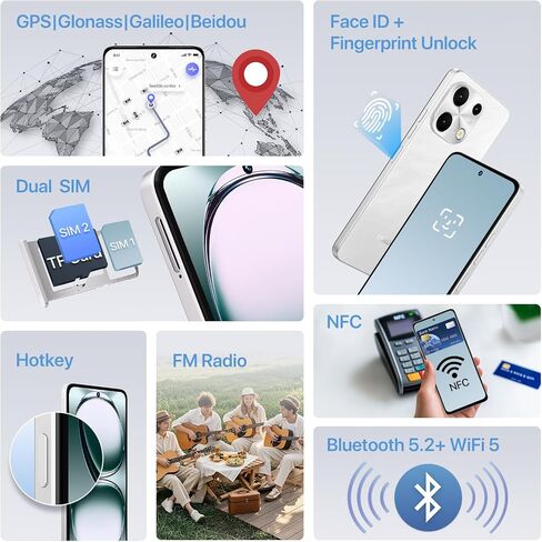 UMIDIGI Note 100 Phone, NFC Dual SIM Unlocked Phone,12(6+6) GB+128GB Expand 1TB Android 14 Phones,6.8''HD+120Hz Display,50MP Camera, 5000mAh+20W Fast Charge Cell Phones,Face ID+Fingerprint,GPS in Saudi Arabia
