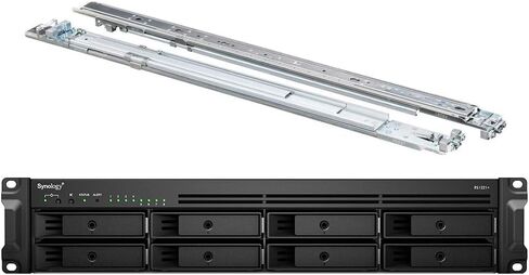 حزمة خادم Synology RackStation RS1221+ NAS مع مجموعة السكك الحديدية، ووحدة المعالجة المركزية Ryzen، وحامل حامل، وذاكرة 32 جيجابايت، وتخزين SSD سعة 32 تيرابايت، ونظام تشغيل Synology DSM، وهدف iSCSI جاهز in Saudi Arabia