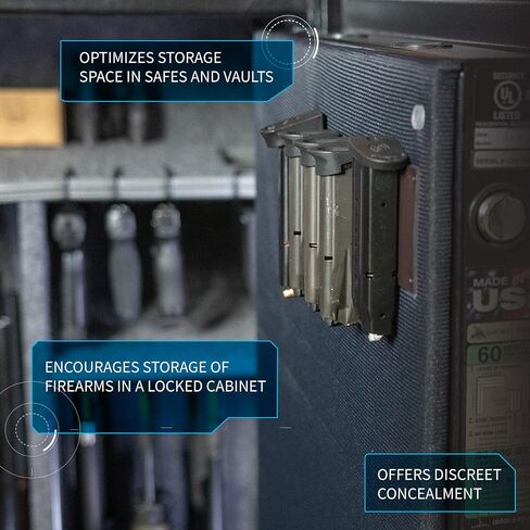 حامل مجلات من Gun Storage Solutions - حل تخزين Mag آمن، حامل ملحقات منظم لخزانة المكتب والبندقية، شريط مغناطيسي قوي، رف مسدس in Kuwait