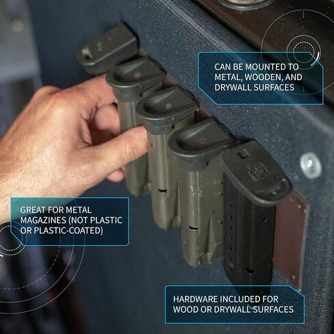 حامل مجلات من Gun Storage Solutions - حل تخزين Mag آمن، حامل ملحقات منظم لخزانة المكتب والبندقية، شريط مغناطيسي قوي، رف مسدس in Kuwait