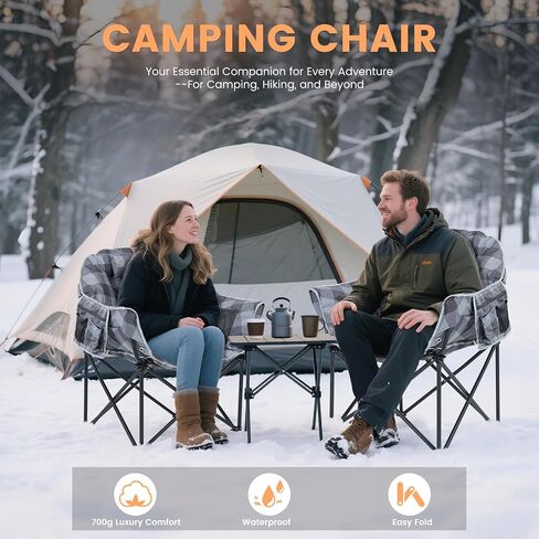 Oversized Heated Camping Chair, Heated Chairs Outdoor Sports with 3 Heat Levels, Portable Folding Heated Outdoor Chair for Lawn Patio Lounge, Battery NOT Included in Saudi Arabia