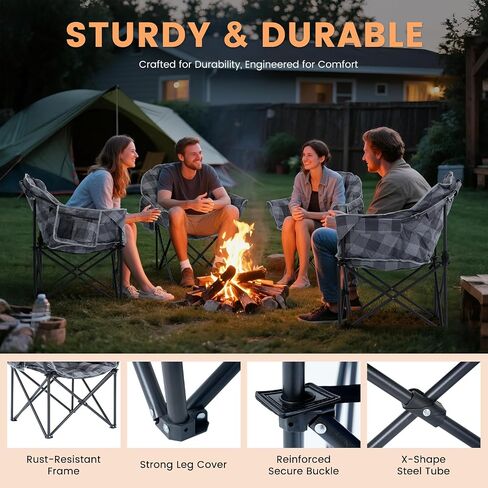 Oversized Heated Camping Chair, Heated Chairs Outdoor Sports with 3 Heat Levels, Portable Folding Heated Outdoor Chair for Lawn Patio Lounge, Battery NOT Included in Saudi Arabia