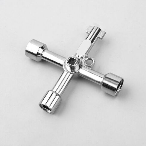 4 Way Multifunction Utility Key, 4 In 1 Universal Cross Key for Meter Box Electrical Cabinet Opening (Silver) in Saudi Arabia