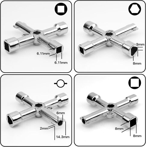 4 Way Multifunction Utility Key, 4 In 1 Universal Cross Key for Meter Box Electrical Cabinet Opening (Silver) in Saudi Arabia