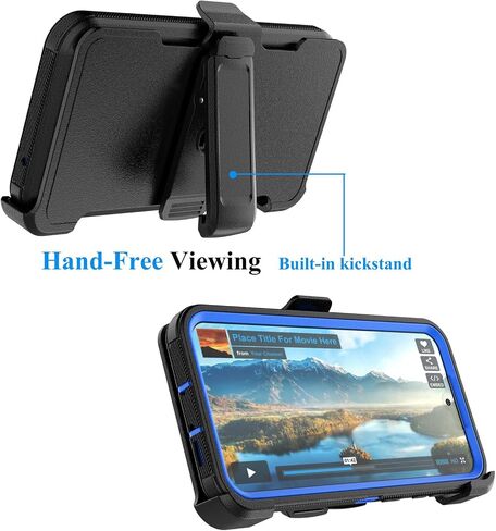 Njjex Rugged Case for Samsung Galaxy S23 FE 5G, for Galaxy S23 FE 5G Case with Belt Clip Holster, Built-in Screen Protector Heavy Duty Locking Swivel Holster Kickstand Hard Shell Phone Cover [Black] in Saudi Arabia