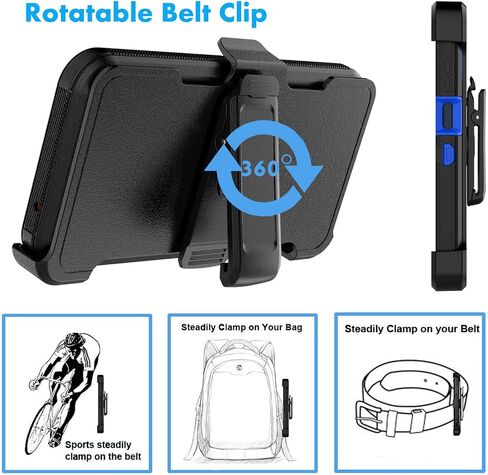 Njjex Rugged Case for Samsung Galaxy S23 FE 5G, for Galaxy S23 FE 5G Case with Belt Clip Holster, Built-in Screen Protector Heavy Duty Locking Swivel Holster Kickstand Hard Shell Phone Cover [Black] in Saudi Arabia