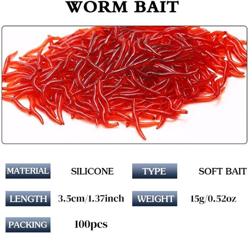 100PCS Lua Fake Bait Red Worm Earthworm Luminous Soft Bait - Great for Fishing in Saudi Arabia