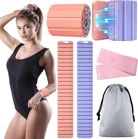 Adjustable Ankle Weights for Women and Men, Strength Training Wrist Weights Set of 2(1lb Each), Stackable Wrist and Ankle Weights with Magnetic Clasp for Home Gym Workout, Jogging, Yoga & Walking（Black） in Kuwait