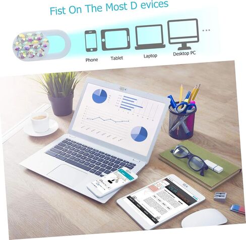 TEHAUX 4pcs Rhinestone Webcam Cover Slide Privacy Protector for Camera Lightweight and Easy to Install Compatible with Laptops and Phones Stylish Decorative Shield in Saudi Arabia