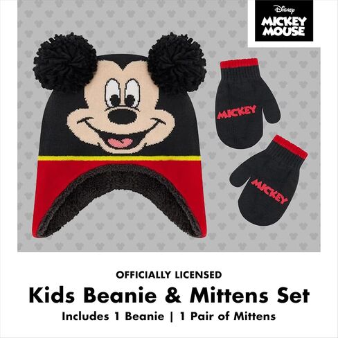 Disney boys Mickey Mouse Toddler Winter and Mitten Set Beanie Hat, Mickey Mouse, 2-4T US in Saudi Arabia