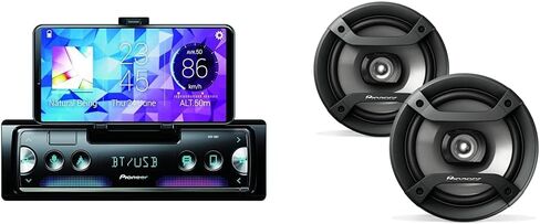 جهاز استقبال مزامنة ذكي PIONEER SPH10BT أحادي DIN داخل لوحة القيادة مع بلوتوث وTS-F1634R، مكبرات صوت سيارة محورية ثنائية الاتجاه، نطاق كامل، مكبرات صوت مستديرة 6.5 بوصة، 200 وات بحد أقصى in Saudi Arabia
