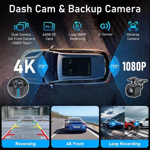 10.26 Inch Carplay Screen for Car, Wireless Carplay & Android Auto, with 4K Dash Cam & 1080P Backup Camera, Bluetooth, Navigation, Mirror Link, Voice Control, Carplay Tablet for All Vehicles in Saudi Arabia