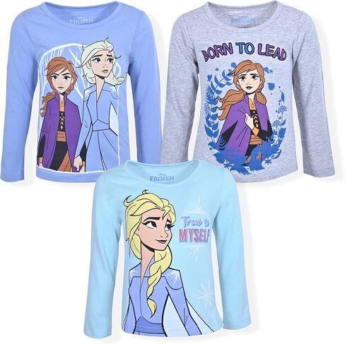 Disney Frozen Princess Anna Elsa Girls 3 Pack T-Shirts Toddler to Big Kid in Kuwait