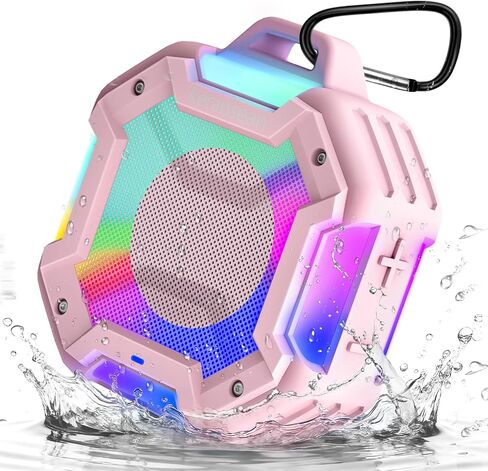 Bluetooth Shower Speaker, Portable Bluetooth Speakers IPX7 Waterproof Shower Speaker Wireless, Outdoor Speaker with Lights, TWS Stereo Pairing for Paddle Board/Beach/Pool/stocking stuffers, Black in Saudi Arabia