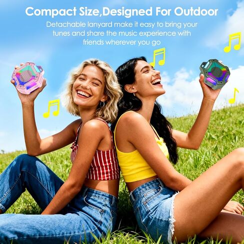 Bluetooth Shower Speaker, Portable Bluetooth Speakers IPX7 Waterproof Shower Speaker Wireless, Outdoor Speaker with Lights, TWS Stereo Pairing for Paddle Board/Beach/Pool/stocking stuffers, Black in Saudi Arabia