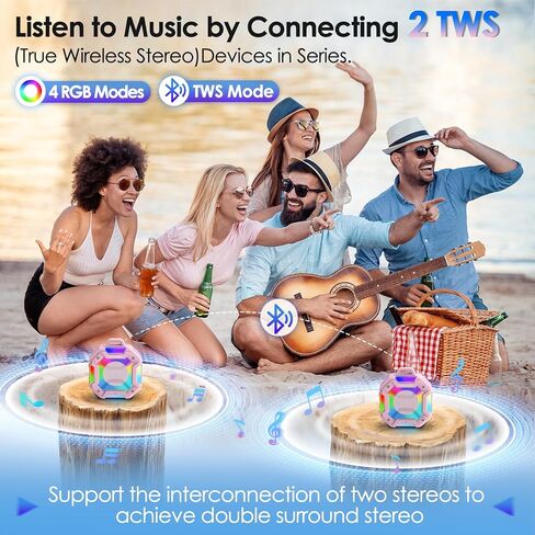 Bluetooth Shower Speaker, Portable Bluetooth Speakers IPX7 Waterproof Shower Speaker Wireless, Outdoor Speaker with Lights, TWS Stereo Pairing for Paddle Board/Beach/Pool/stocking stuffers, Black in Saudi Arabia