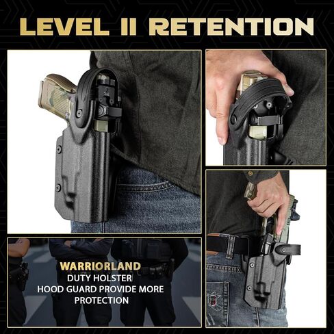 WARRIORLAND Thumb Release Kydex Holster, Compatible with Glock 17/19/19X/44/45 Gen 3 4 5 & G23/32 Gen 3-4 with TLR-7 or 7A Mounted Only, 2.0" Paddle Level II Duty Holster with Optic Cut, Right Hand in Saudi Arabia