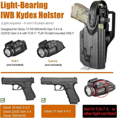 WARRIORLAND Thumb Release Kydex Holster, Compatible with Glock 17/19/19X/44/45 Gen 3 4 5 & G23/32 Gen 3-4 with TLR-7 or 7A Mounted Only, 2.0" Paddle Level II Duty Holster with Optic Cut, Right Hand in Saudi Arabia