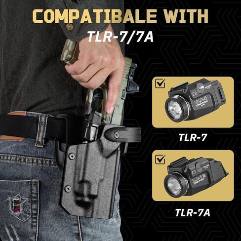 WARRIORLAND Thumb Release Kydex Holster, Compatible with Glock 17/19/19X/44/45 Gen 3 4 5 & G23/32 Gen 3-4 with TLR-7 or 7A Mounted Only, 2.0" Paddle Level II Duty Holster with Optic Cut, Right Hand in Saudi Arabia