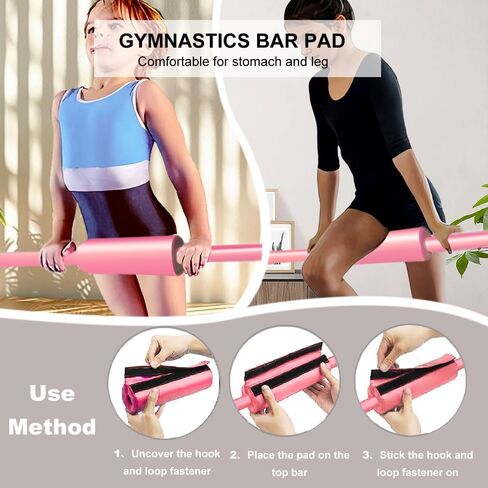 Expandable Gymnastics Bar with Mat for Kids, Adjustable Height Junior Training Kip Bar, Folding Gymnastic Horizontal Bars Monkey Bar, Home Gym Equipment for Kid Gymnasts, Child, Girl, Boy in Kuwait