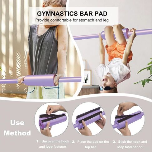 Expandable Gymnastics Bar with Mat for Kids, Adjustable Height Junior Training Kip Bar, Folding Gymnastic Horizontal Bars Monkey Bar, Home Gym Equipment for Kid Gymnasts, Child, Girl, Boy in Kuwait