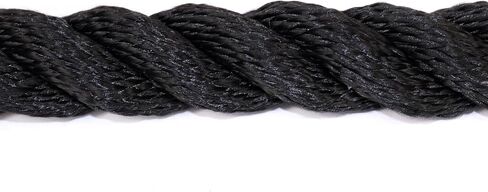 Climbing Rope for Fitness – Heavy Duty Black 3 Strand Poly-Dacron - Training Rope with Non-Slip Sewn Handles, 1.5 Inch Diameter, Gym Strength & Crossfit Workout Equipment (15') in Saudi Arabia