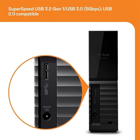WD 22TB My Book Desktop External Hard Drive, USB 3.0, External HDD with Password Protection and Backup Software - WDBBGB0220HBK-NESN (Renewed) in Saudi Arabia