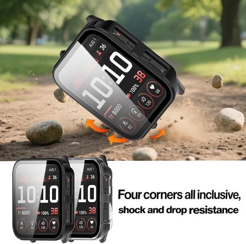 عبوتان من غطاء الكمبيوتر الصلب المتوافق مع Garmin Venu X1، غطاء واقي شاشة الساعة مدمج من الزجاج المقوى تغطية كاملة (أسود + شفاف) in Saudi Arabia