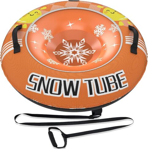 Inflatable Snow Tube Sled with Premium Canvas Cover Heavy Duty for Kids Adults,Towable Snow Sled Thickened Bottom Winter Gift Outdoor Fun Toys for Boys Girls in Saudi Arabia
