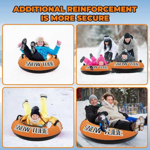 Inflatable Snow Tube Sled with Premium Canvas Cover Heavy Duty for Kids Adults,Towable Snow Sled Thickened Bottom Winter Gift Outdoor Fun Toys for Boys Girls in Saudi Arabia