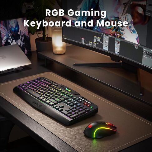 Redragon S101MKS Wireless Gaming Keyboard Mouse Combo & H389 Wired RGB Gaming Headset in Saudi Arabia