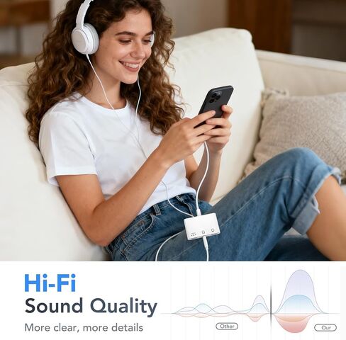 USB-C to 3.5mm Headphone and Charger Adapter, 3 in 1 Dual Type C Aux Splitter Charger Headphone Jack Dongle Cord with PD 60W Fast Charging for iPhone15/16/17, iPadPro, MacBook, Galaxy S23 and More in Saudi Arabia