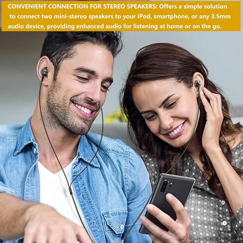 مقسم سماعات رأس صوتي 3.5 ملم مكون من قطعتين - محول استماع مزدوج ومكبر صوت جاك Y لمشاركة الموسيقى أو مقاطع الفيديو - متوافق مع أجهزة iPhone وiPad وأجهزة الكمبيوتر المحمولة والأجهزة اللوحية والأجهزة الأخرى المزودة بمنفذ AUX in Kuwait